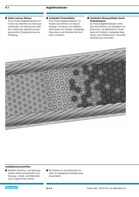 9.1 Begleitheizbänder Steuerungen Anschluss- und ... - Domotec AG