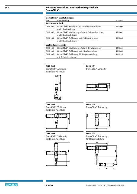 9.1 Begleitheizbänder Steuerungen Anschluss- und ... - Domotec AG