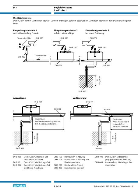 9.1 Begleitheizbänder Steuerungen Anschluss- und ... - Domotec AG