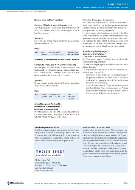 Bulletin des médecins suisses Bollettino dei medici svizzeri ...