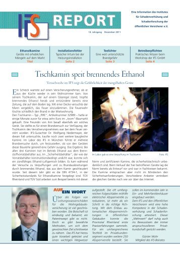Tischkamin speit brennendes Ethanol - Institut für ...