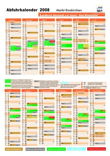 Abfuhrkalender 2008 - Landkreis Neustadt an der Aisch - Bad ...