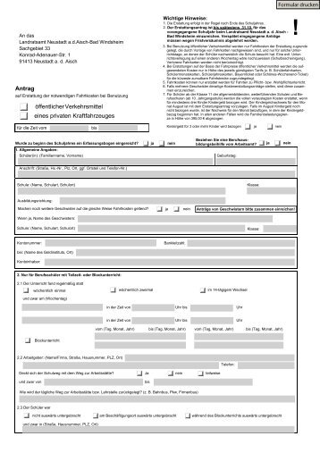 Antrag öffentlicher Verkehrsmittel eines privaten Kraftfahrzeuges