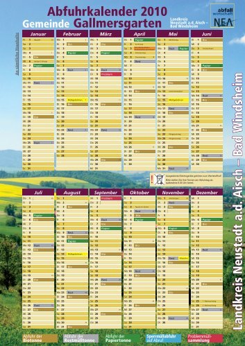 Abfuhrkalender 2010 Gemeinde Gallmersgarten Landkreis ...