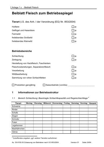 Beiblatt Fleisch zum Betriebsspiegel - im Landkreis Ravensburg