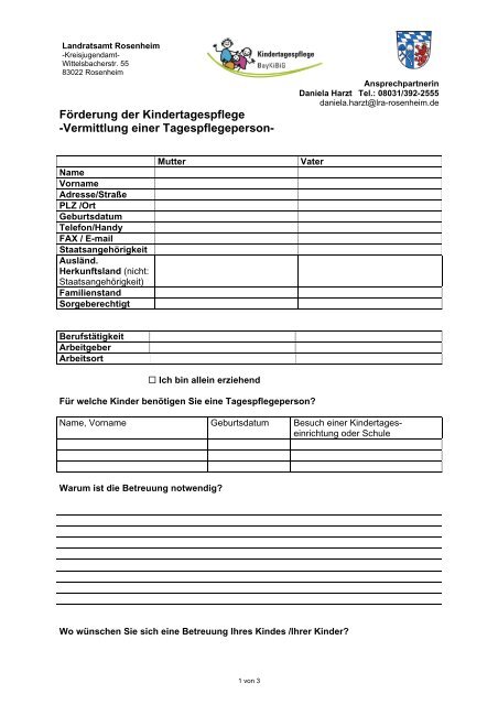 Fragebogen Eltern - Landkreis Rosenheim