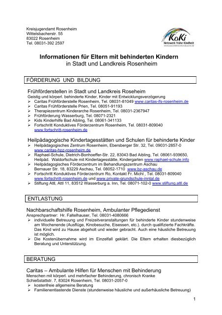 Informationen für Eltern mit behinderten Kindern - Landkreis ...