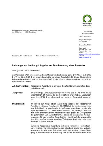 Ausschreibung Kooperative Ausbildung 2011 - Landkreis Osnabrück