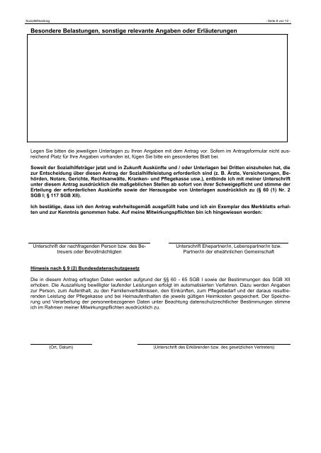 Sozialamt Antrag Auf Kostenübernahme Pflegeheim Formular Sozialhilfeantrag - Seite