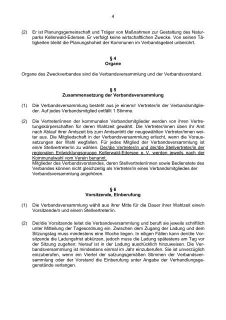 Änderung der Satzung des Zweckverbandes Naturpark Kellerwald ...