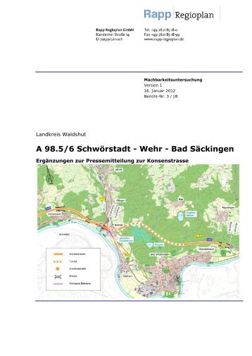 A 98.5/6 Schwörstadt - Wehr - Bad Säckingen - Landratsamt Waldshut