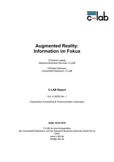 1 Augmented Reality: Information im Fokus - C-Lab