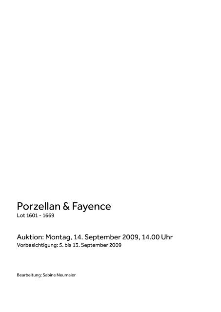 Porzellan & Fayence - Koller Auktionen