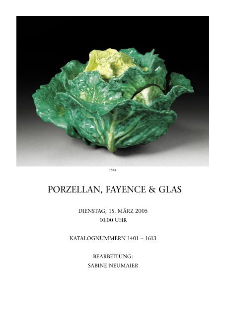 PORZELLAN, FAYENCE & GLAS - Koller Auktionen