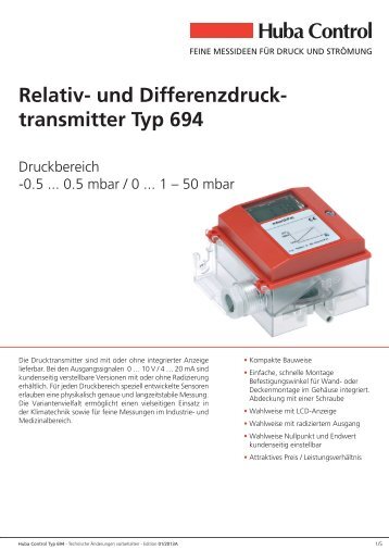 694 differenzdrucksensor.pdf, Seiten 1-5 - Huba Control