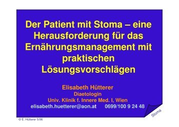 Der Patient mit Stoma - Verband der Diaetologen Österreichs