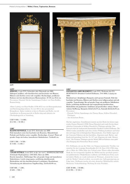Möbel, Pendulen, Bronzen, Spiegel, Tapisserien ... - Koller Auktionen