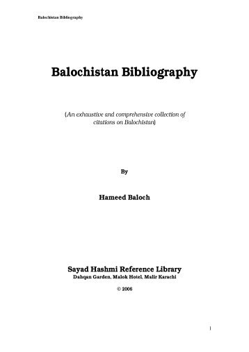 Balochistan Bibliography