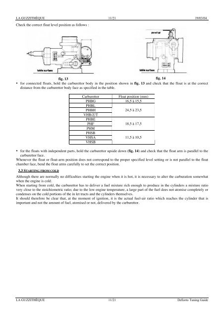 Carburateurs Dell'Orto - Guide technique
