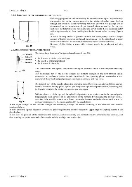 Carburateurs Dell'Orto - Guide technique