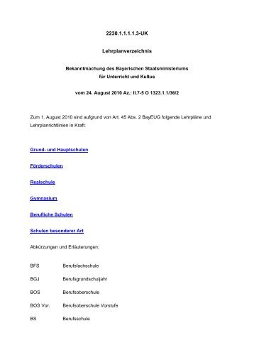 2230.1.1.1.1.3-UK Lehrplanverzeichnis - Bayern