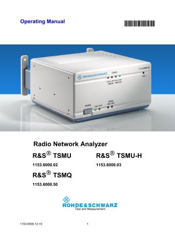 Radio Network Analyzer R&S ® TSMU R&S ... - Rohde & Schwarz