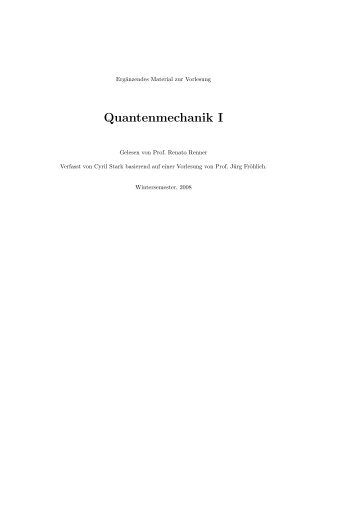 Skript QM1 - Institut für Theoretische Physik