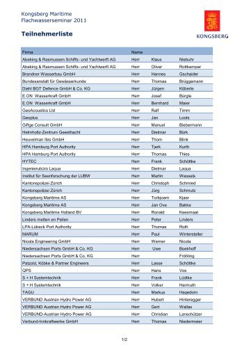Teilnehmerliste - Kongsberg Maritime