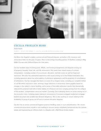 CECILIA FROELICH MOSS - Chaffetz Lindsey LLP