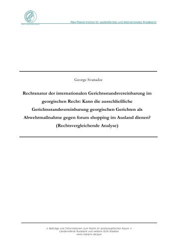 George Svanadze, Rechtsnatur der internationalen ...