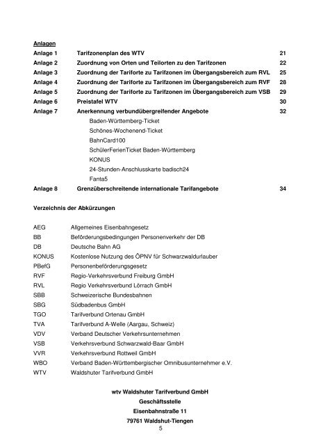 Tarifbestimmungen - wtv