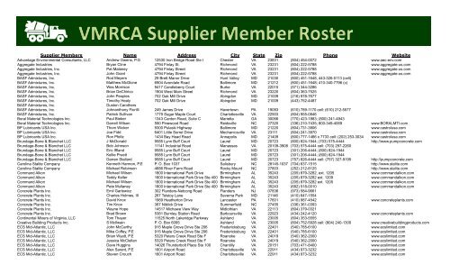 Supplier Members - Virginia Ready-Mixed Concrete Association