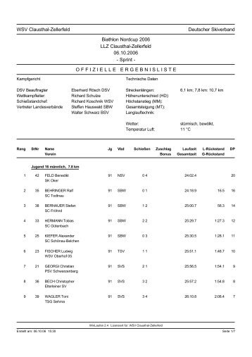 WSV Clausthal-Zellerfeld Deutscher Skiverband ... - Weltcup Willingen