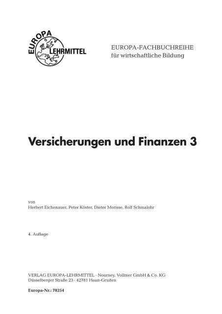 Versicherungen und Finanzen 3 - Europa-Lehrmittel