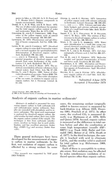 FROELICH, P. N. Analysis of organic carbon in marine ... - ASLO