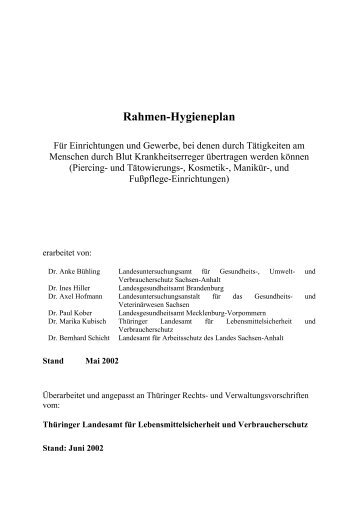 Rahmen-Hygieneplan - Landesverband der Hygieneinspektoren ...