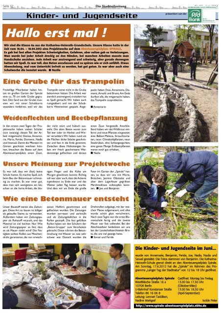 Die Stadtteilzeitung - Kinderfreizeittreff Menzeldorf ...