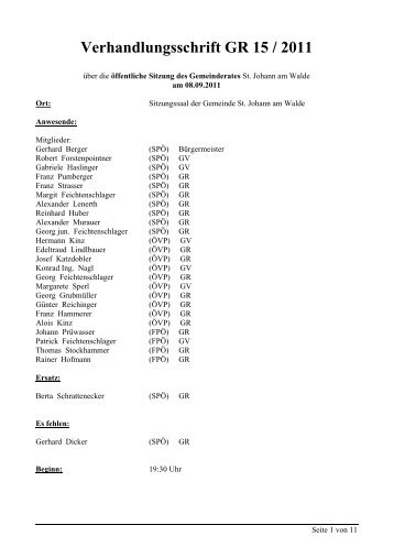 GR-Sitzung 15/2011 (38 KB) - .PDF - St. Johann am Walde