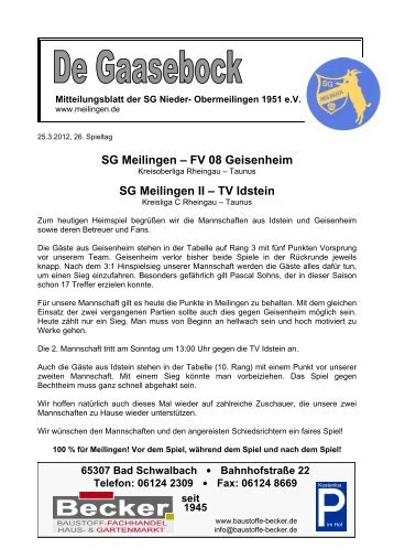 SG Meilingen – FV 08 Geisenheim SG Meilingen II ... - Bplaced.net