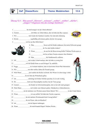 Handout Modalverben DaF (Deutsch als Fremdsprache) No. 12