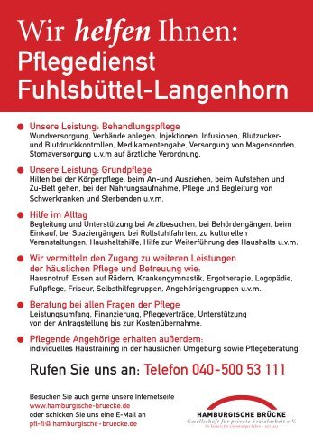 Flyer Pflegedienst Fuhlsbüttel-Langenhorn - Hamburgische Brücke