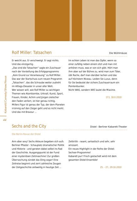 09/2010 Spielplan ab Oktober - Freie Volksbühne Berlin