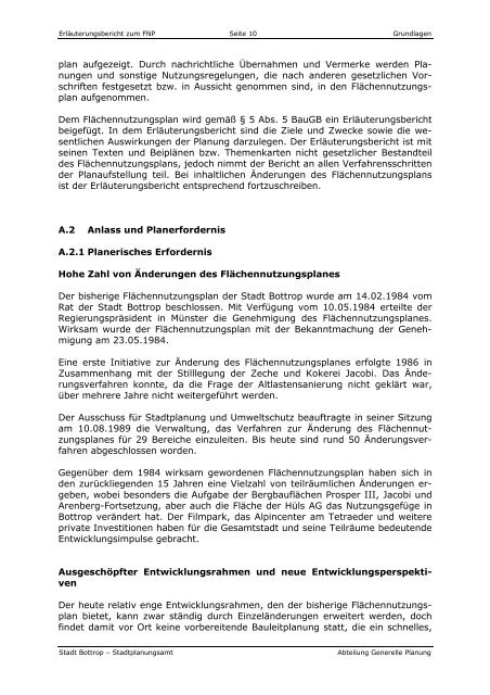 Erläuterungen zum Flächennutzungsplan - Bottrop