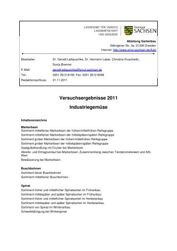 Industriegemuese 2011 - Landwirtschaft in Sachsen