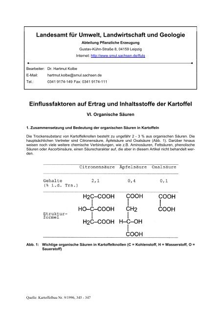 Einflussfaktoren auf Ertrag und Inhaltsstoffe der Kartoffel - VI  ...