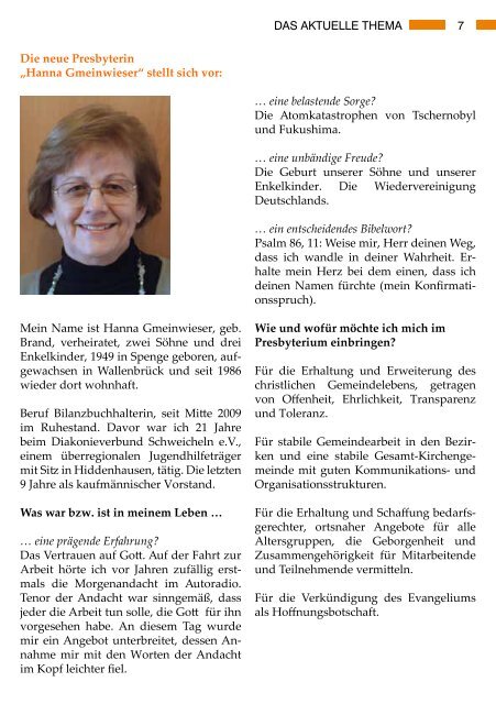 Gemeindebrief - Evangelische Kirchengemeinde Spenge