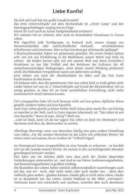 Gemeindebrief April / Mai 2012 - Evangelische Kirchengemeinde ...