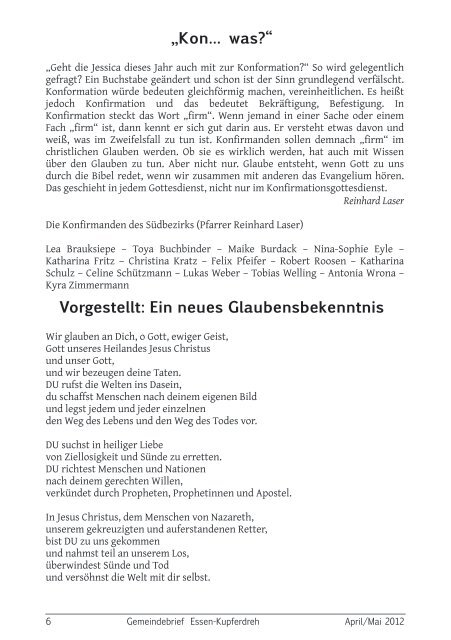 Gemeindebrief April / Mai 2012 - Evangelische Kirchengemeinde ...