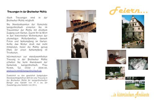 Flyer Brettacher Mühle - Gemeinde Langenbrettach