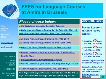 FEES FOR LANGUAGE COURSES AT AMIRA LANGUAGE ...